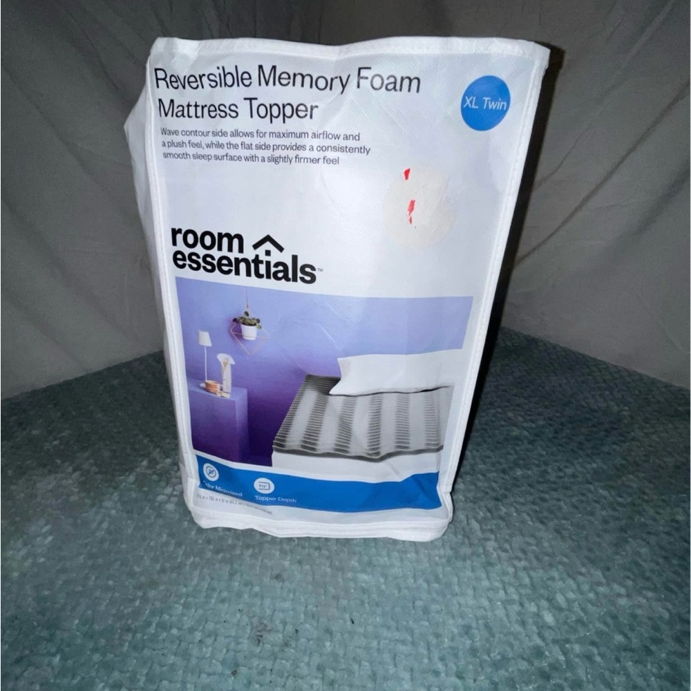 Room Essentials Reversible Memory Foam Mattress Topper - Gray